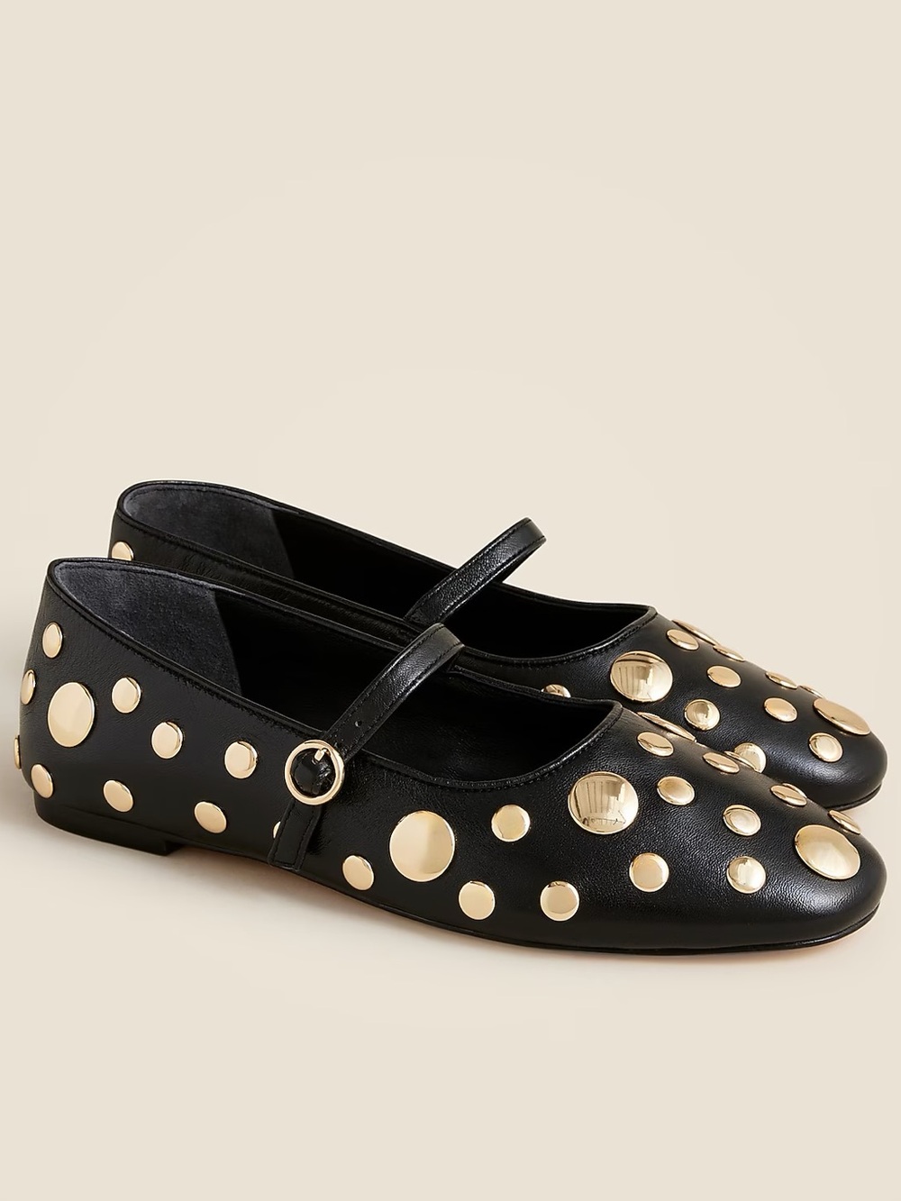 J. Crew Logan studded Mary Jane ballet flats in Leather